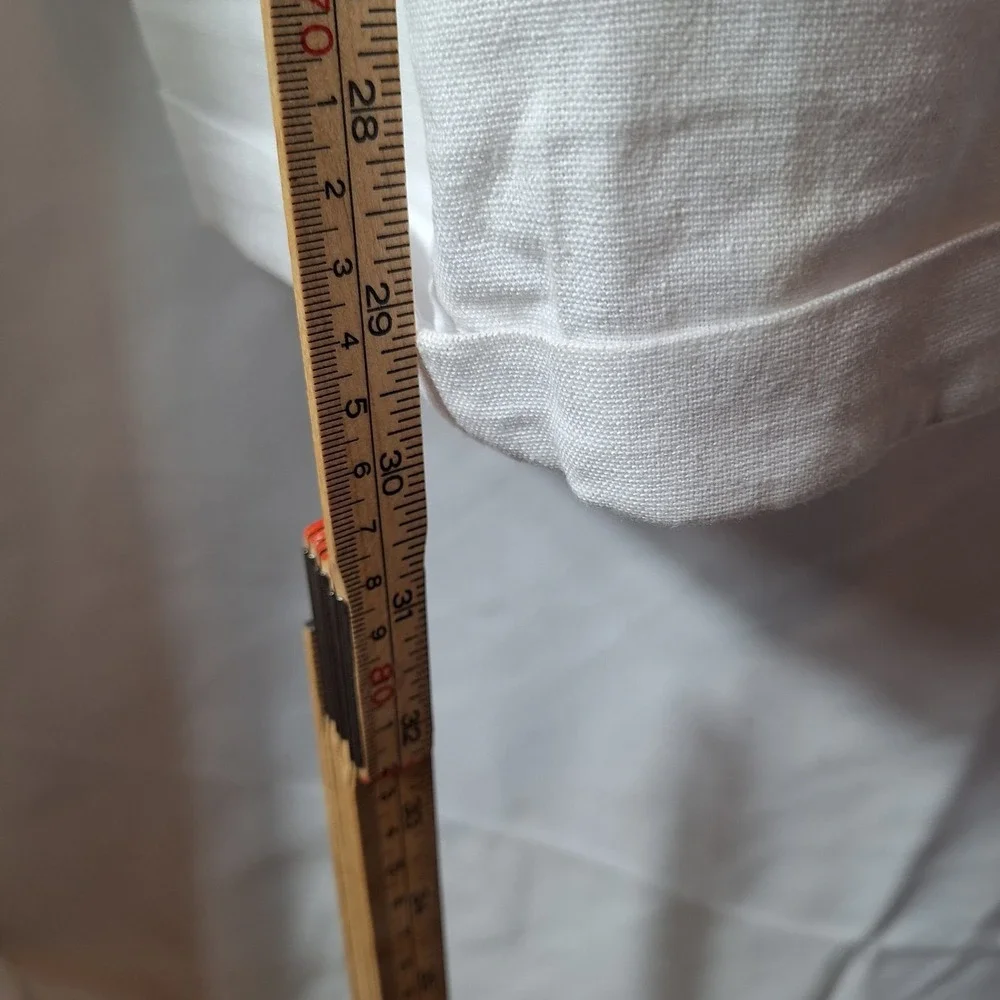 TRUST Linen Blend Pleat Front Cuff Hem Pant Sz 38x30 White Coastal Beach Resort